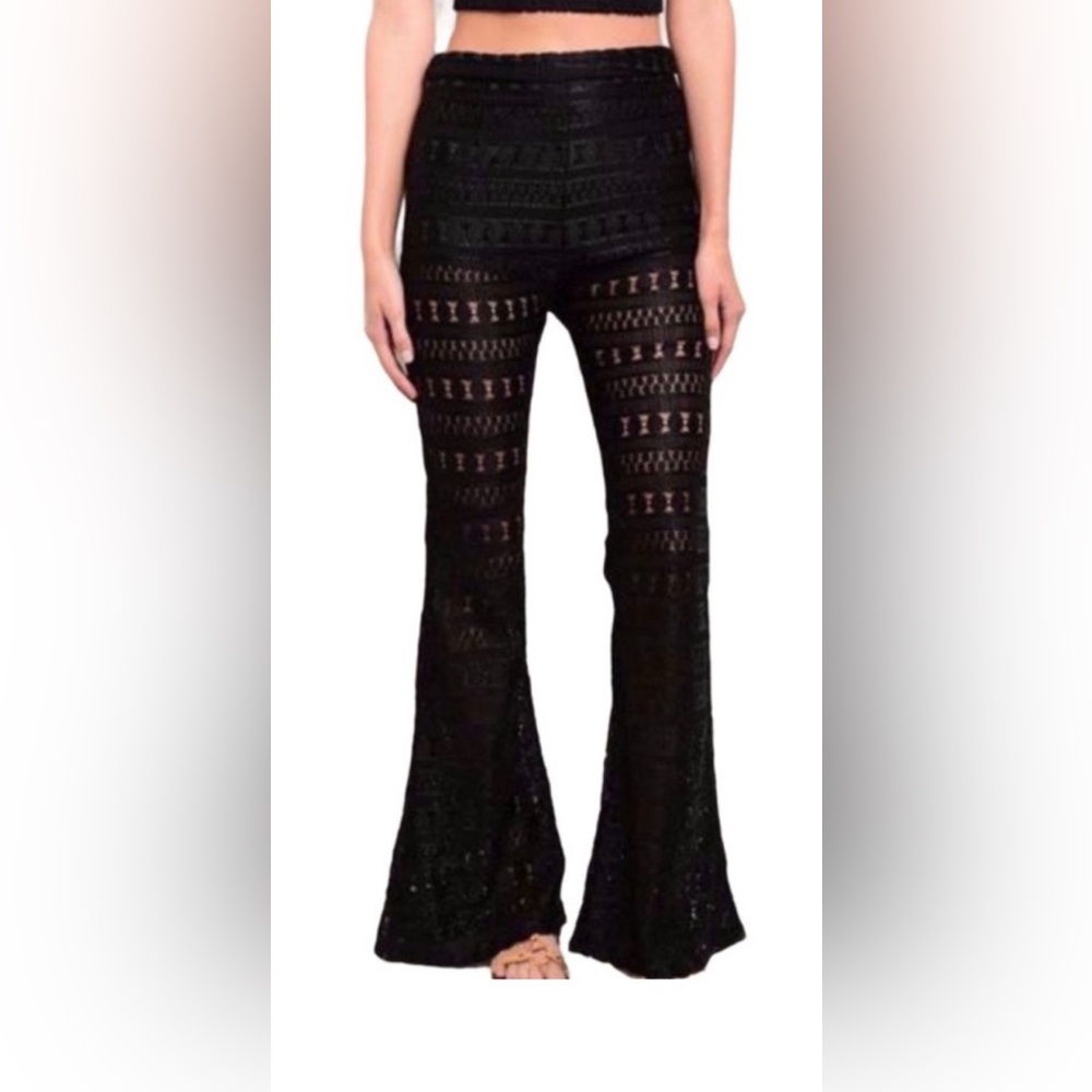 Joe B Black Lace Bell Bottom Pants Med